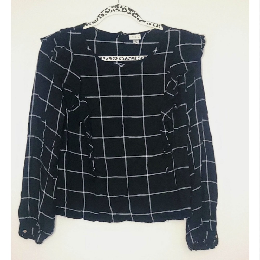 Nearly New! A New Day Long Sleeve Ruffle Detail Blouse